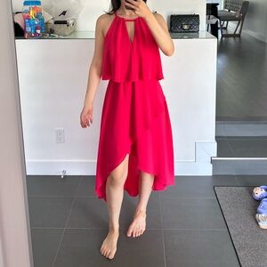 Adrianna Papell Halter Ruffled High/Low Dress Size 4